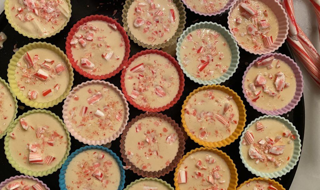candy cane kulfi in their molds