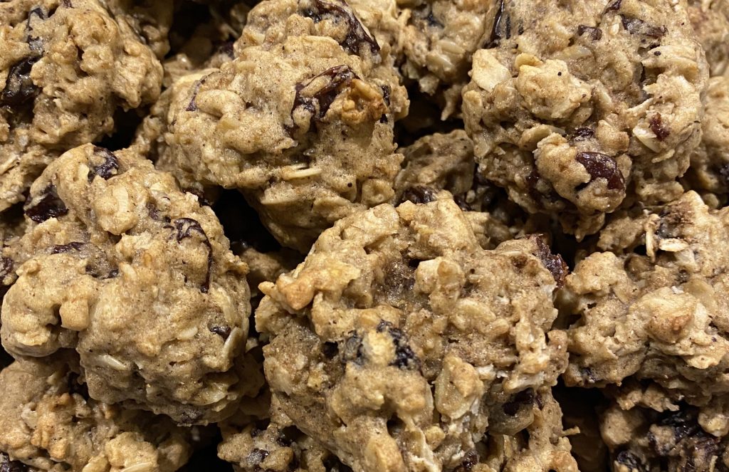 close up of garam masala oatmeal raisin cookies