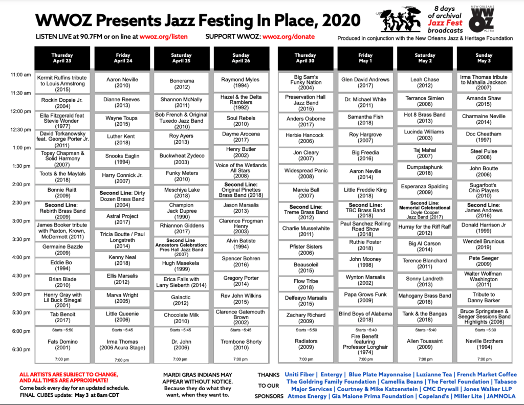 jazzfesting in place cubes 2020