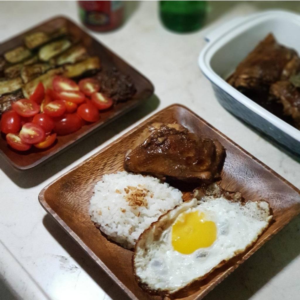 home-cooked filipino feast adobo chicken