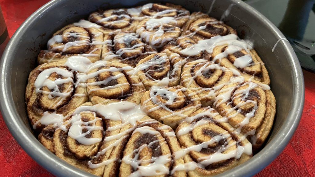 frosted homemade cinnamon rolls
