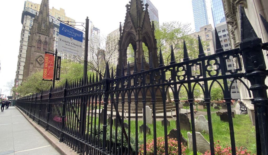 trinity church cemetery and mausoleum on an overcast spring day in 2021