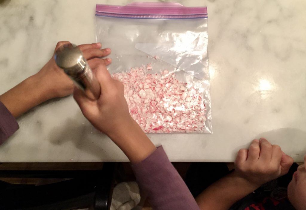 crushing candy canes for cookies and kulfi