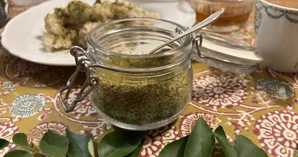 homemade curry leaf podi for ragas live 2022, streaming from paris, france