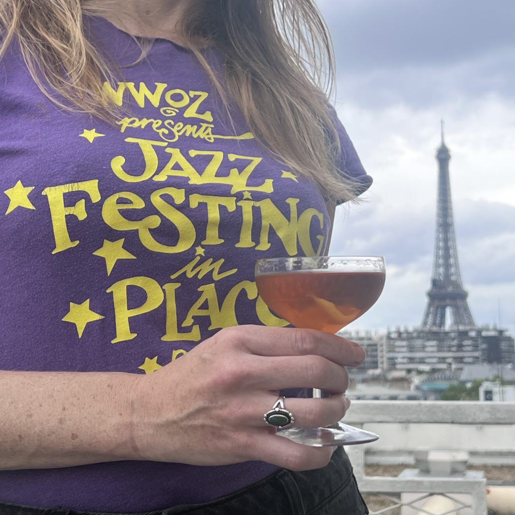 sazerac with a view. 2023 jazzfesting in place, in paris; importing another tradition to our adopted city